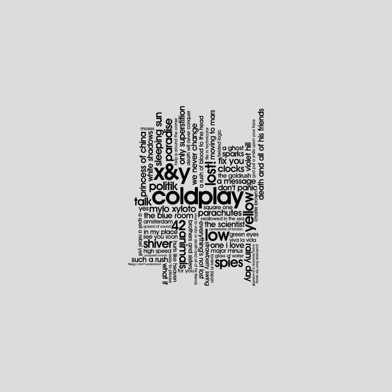 Coldplay Songs Word Cloud Typography Art Baseball Cap