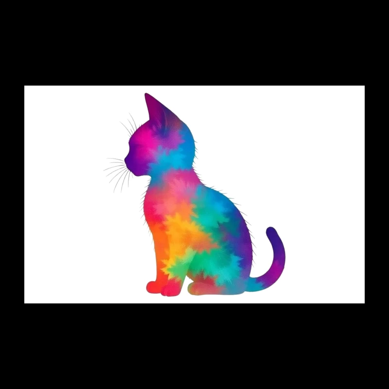 Rainbow Tie-Dye Cat Silhouette Art Travel Mug