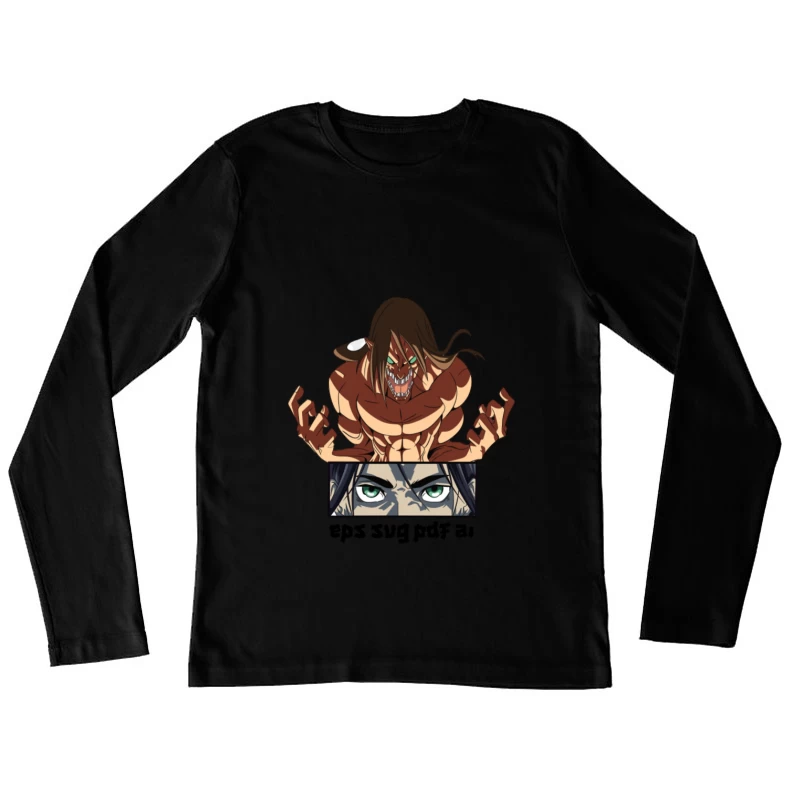 Titan Verwandlung Illustration Damen Langarm T-Shirt