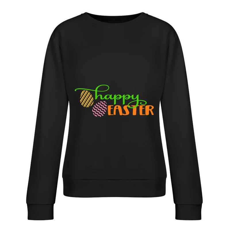 Joyeuses Pâques avec Œufs Colorés Femme Sweat-shirt à enfiler