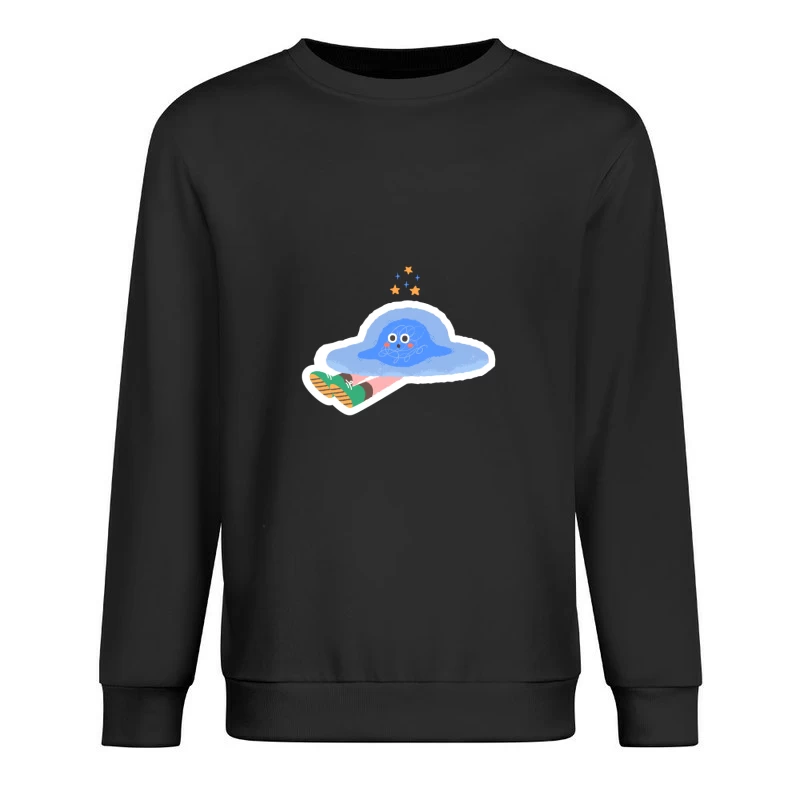 Blauer Hut mit Sternen und Beine in grünen Schuhen Herren Pullover Sweatshirt
