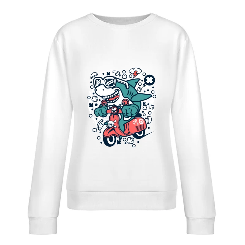 Requin cool sur scooter Femme Sweat-shirt à enfiler