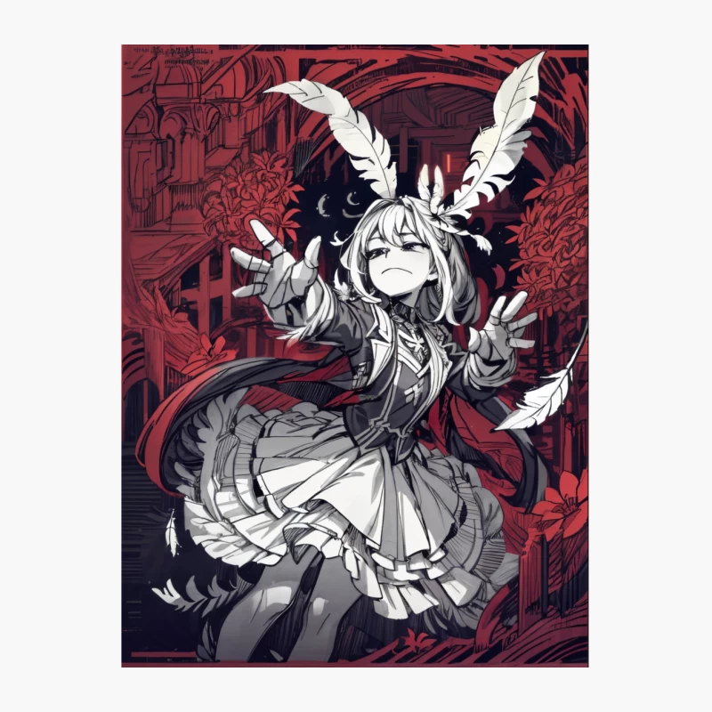 Gothic Fantasy Anime Girl with Feathers Cotton Tote Bag