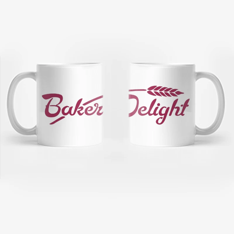 Bakers Delight Burgundy Cursive Logo with Wheat Symbol Coffee Mug