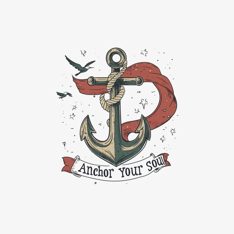 Vintage Nautical Anchor with Inspirational Soul Message Male Pullover Sweatshirt