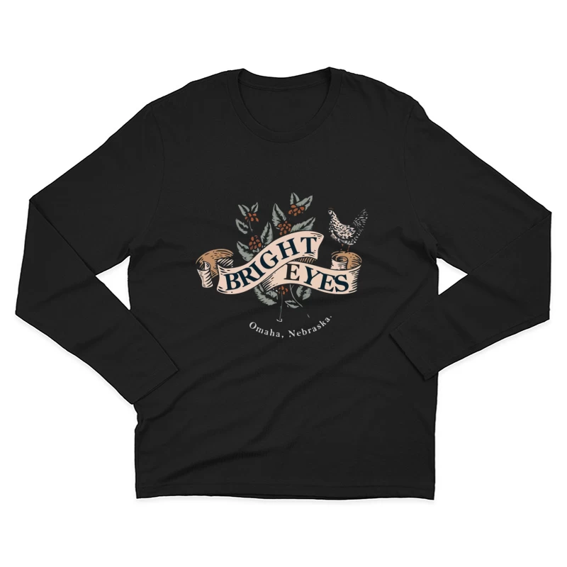 Bright Eyes Vintage Botanical Banner Design from Omaha Male Long Sleeve T-Shirt