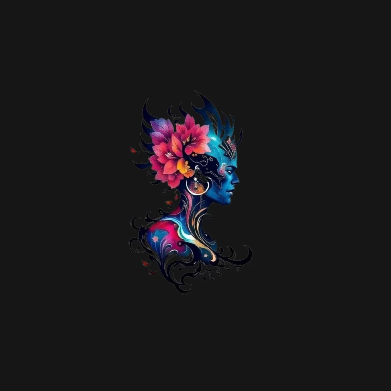 Colorful Abstract Silhouette with Flowers Male Long Sleeve T-Shirt