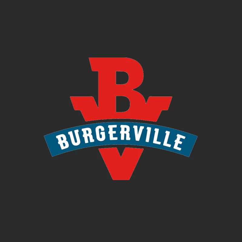 Burgerville Fast Food Restaurant Logo Design in Red and Blue Baseball Cap