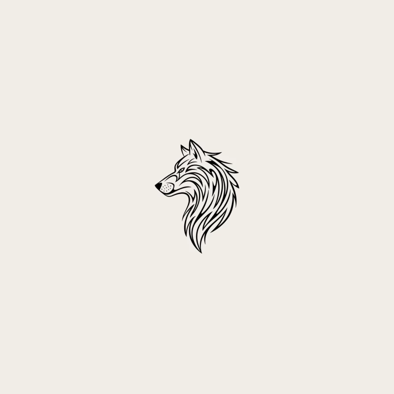 Stylized Tribal Wolf Head Illustration in Black and White Bucket Hat