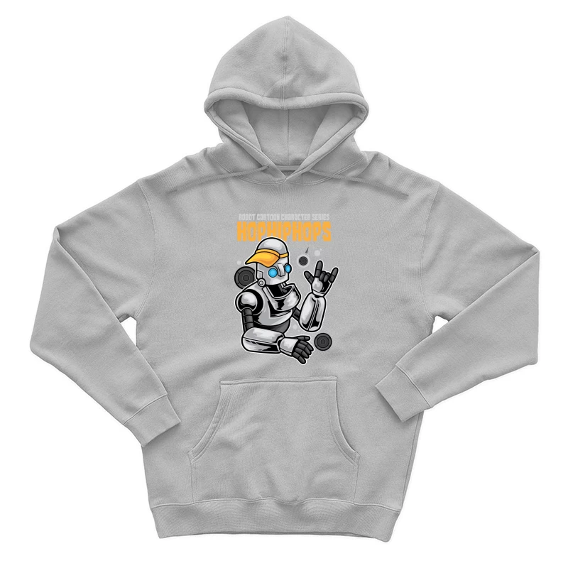 Stylischer Roboter mit orangefarbener Mütze Herren Pullover Hoodie