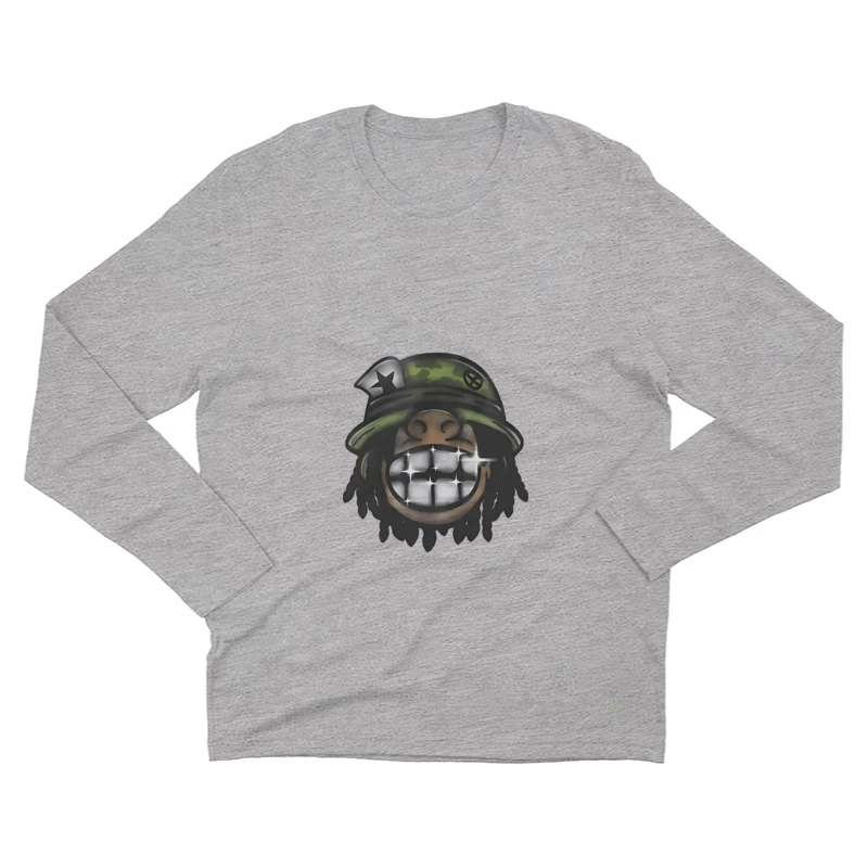 Volto sorridente con cappello mimetico Maglietta maniche lunghe Uomo