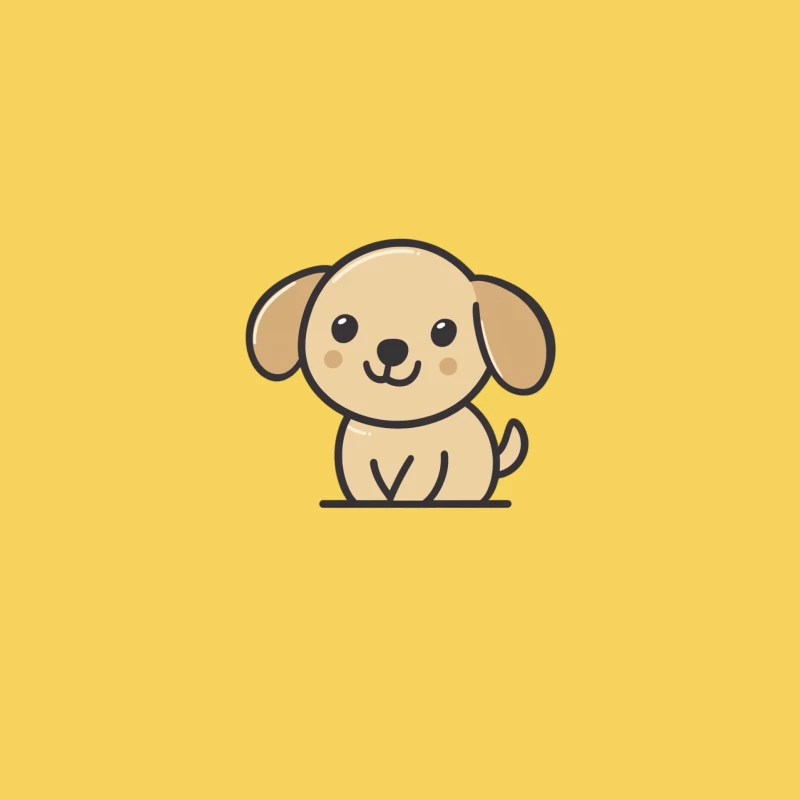 Cute Minimalist Cartoon Puppy Illustration Bucket Hat