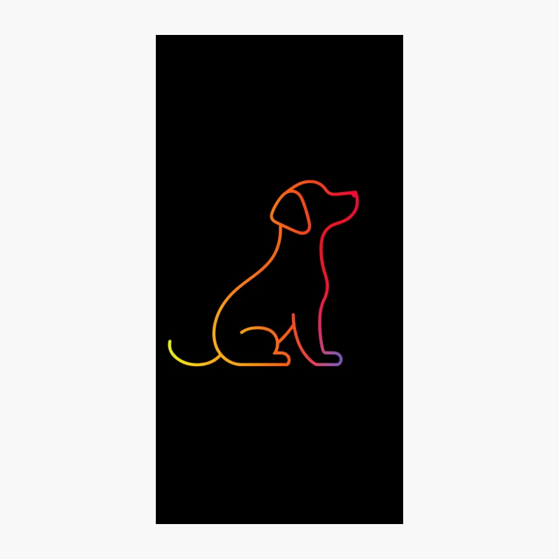 Minimalist Colorful Gradient Line Art of Sitting Dog iPhone Case