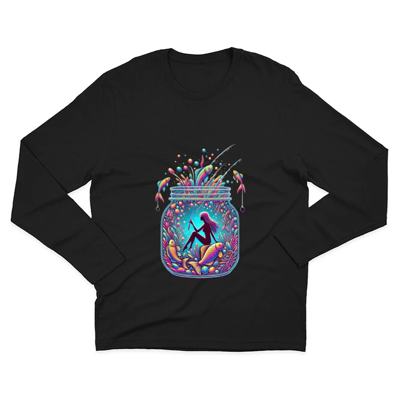 Magical Mermaid in Enchanted Mason Jar with Rainbow Fish Male Long Sleeve T-Shirt