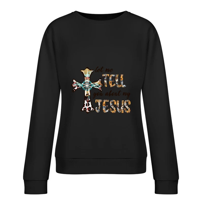 Künstlerisches Kreuzdesign mit Jesus-Botschaft Damen Pullover Sweatshirt