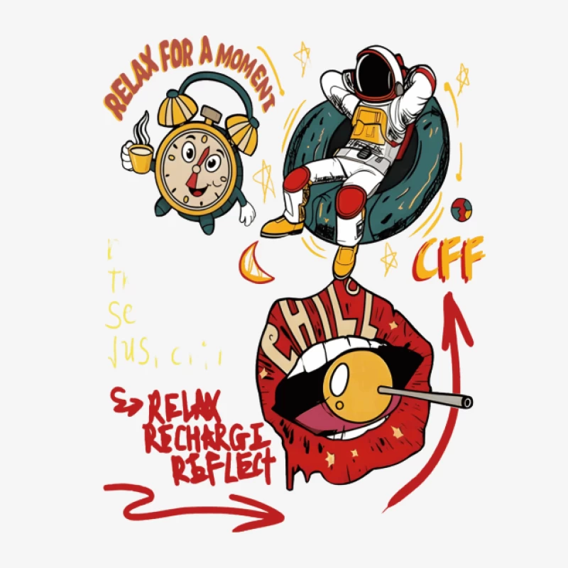 Entspannen Sie für einen Moment mit Astronaut und Wecker Herren Pullover Sweatshirt