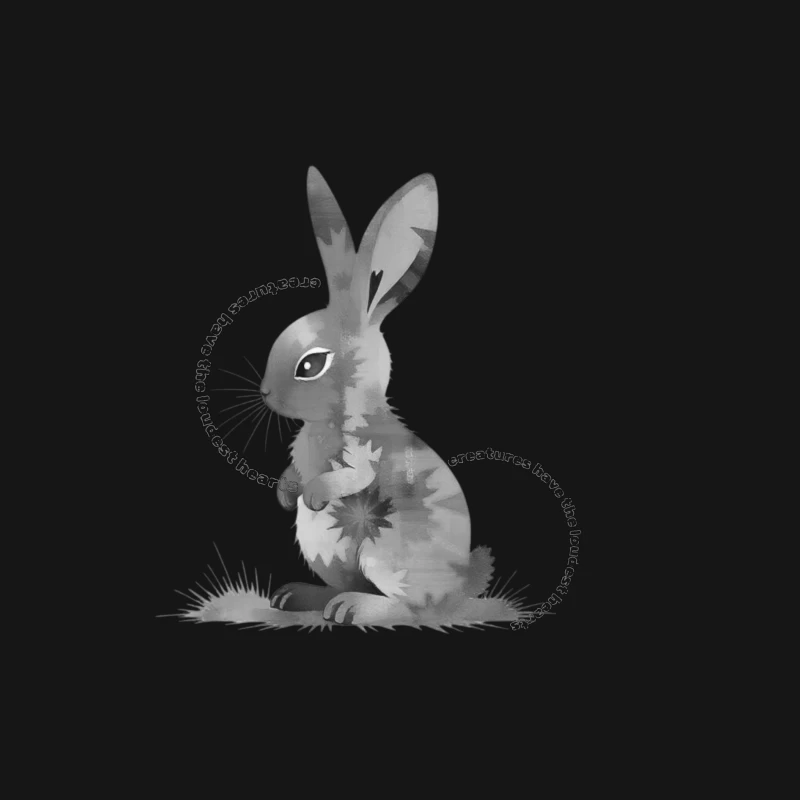 Grayscale Digital Art Illustration of a Sitting Rabbit Male Long Sleeve T-Shirt