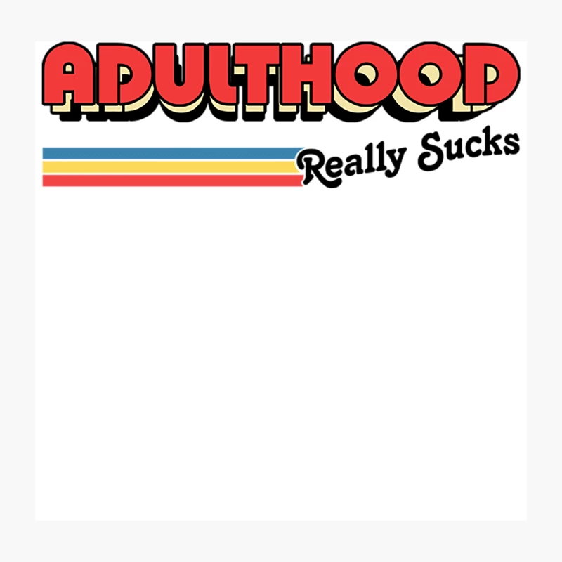 Adulthood Really Sucks  Humorous Retro Typography Design Throw Pillow