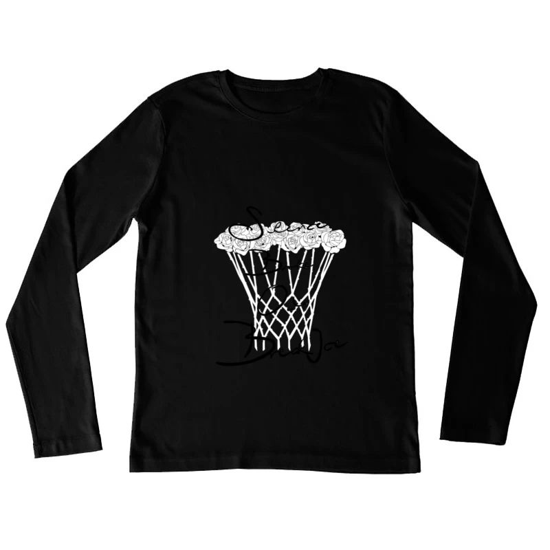 Panier de roses avec design textuel Femme Manches Longues T-Shirt