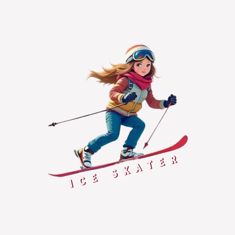 Animated Ice Skater in Winter Sports Gear Female T-Shirt