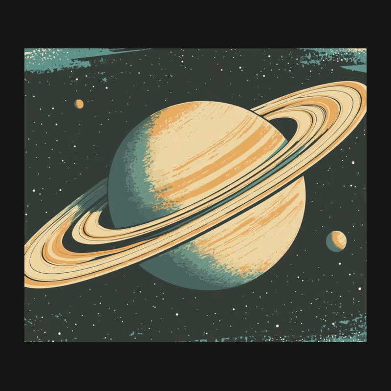 Retro Illustration of Saturn in Cosmic Space Mouse Pad