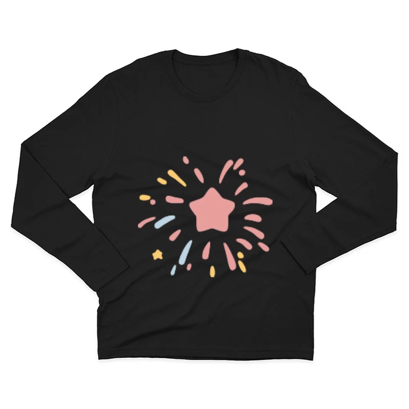 Bunte Sternexplosion Herren Langarm T-Shirt