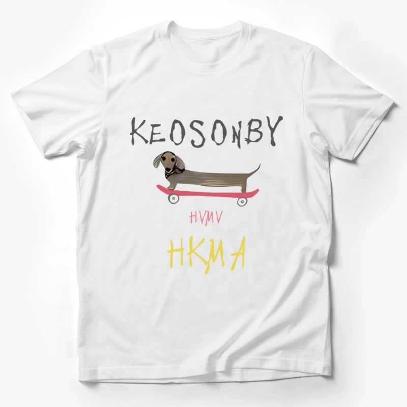 Hund auf Skateboard mit Schrift Herren T-Shirt