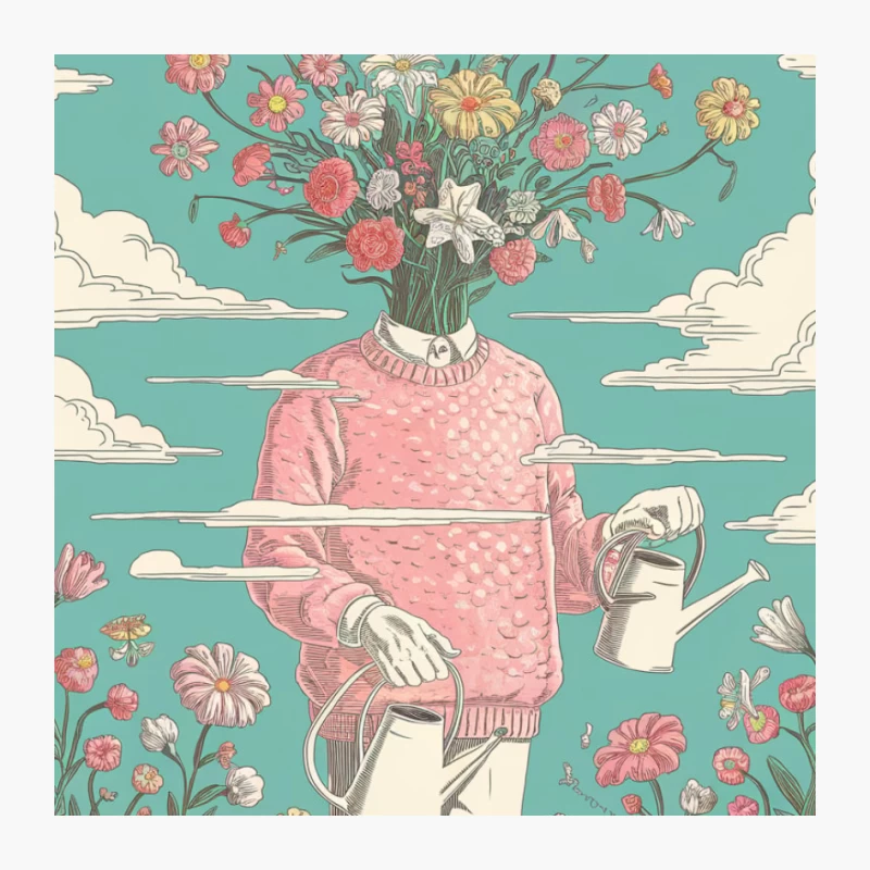 Whimsical Gardener: A Surreal Floral Fusion Pin