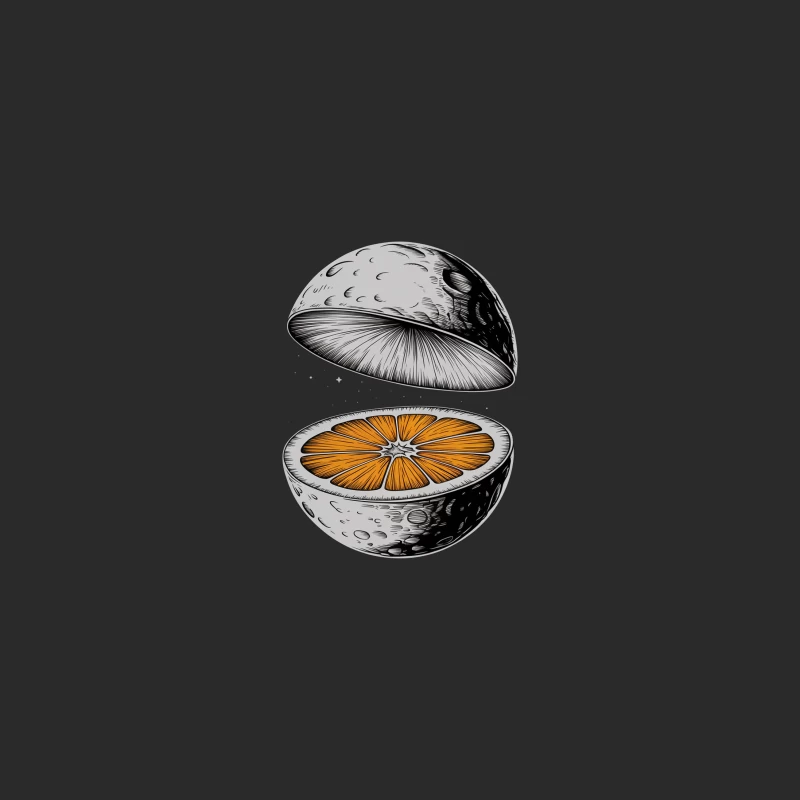 Surreal Moon Orange: A Hybrid Cosmic Fruit Illustration Baseball Cap