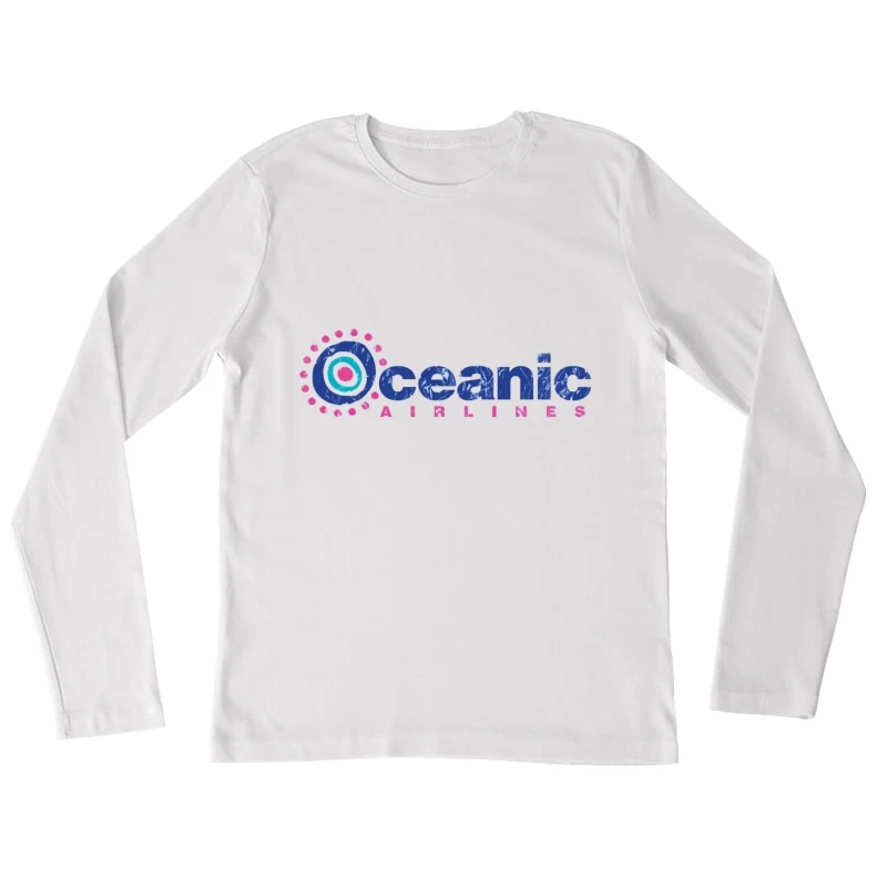 Oceanic Airlines Vintage-Style Logo Design with Blue and Pink Color Scheme Female Long Sleeve T-Shirt