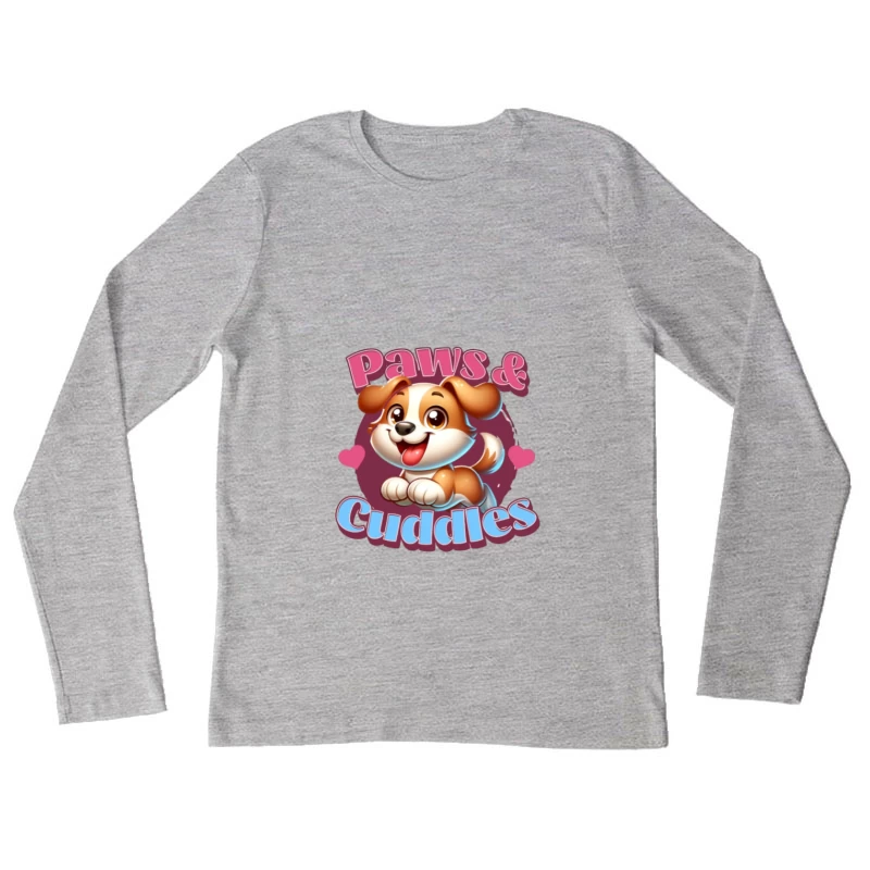 Pattes et Câlins - Logo Mignon de Chien Femme Manches Longues T-Shirt