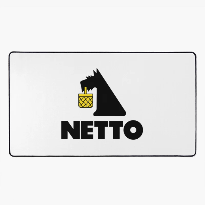 Netto Supermarket Logo with Black Dog and Yellow Basket Desk Mat