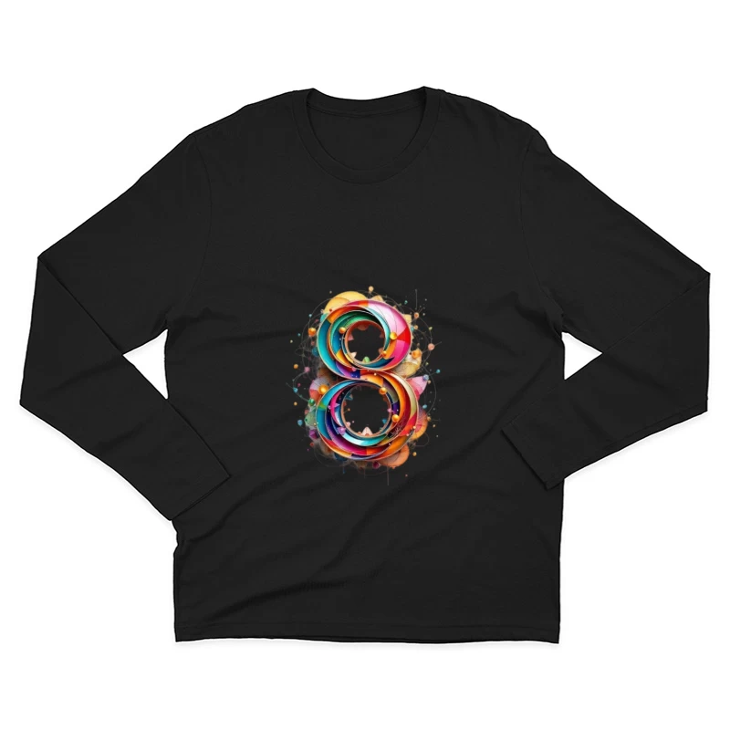 Abstract Colorful Number 8 Digital Art Design Male Long Sleeve T-Shirt