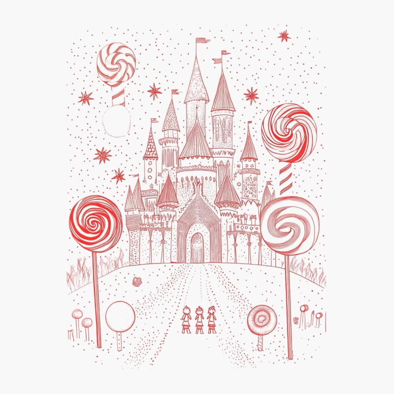 Whimsical Candy Castle Fantasy in Red and White Cotton Tote Bag