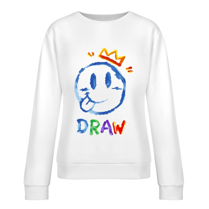 Lächelndes Gesicht mit Krone Damen Pullover Sweatshirt
