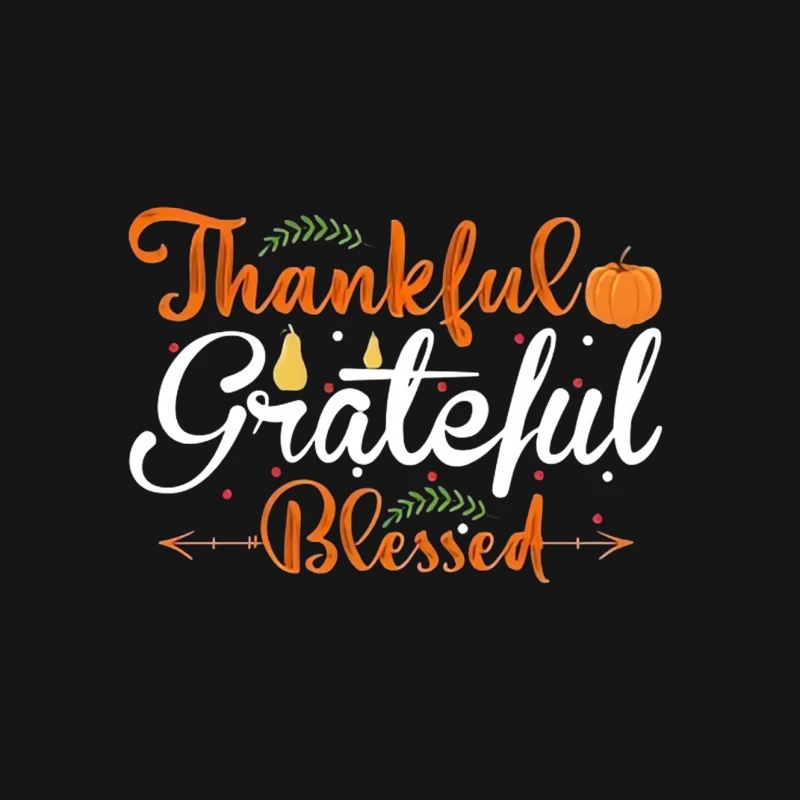 Thankful Grateful Blessed: Autumn Typography with Pumpkin Mouse Pad