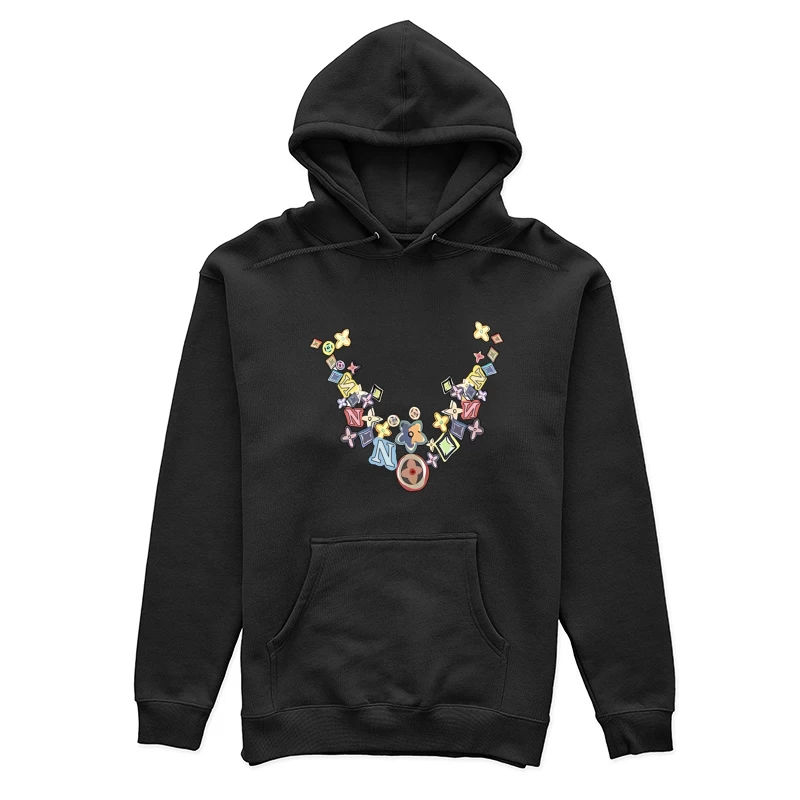 Bunte grafische Halskette Damen Pullover Hoodie