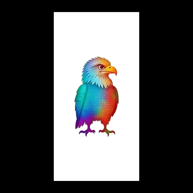 Rainbow-Colored Eagle Fantasy Digital Illustration iPhone Case