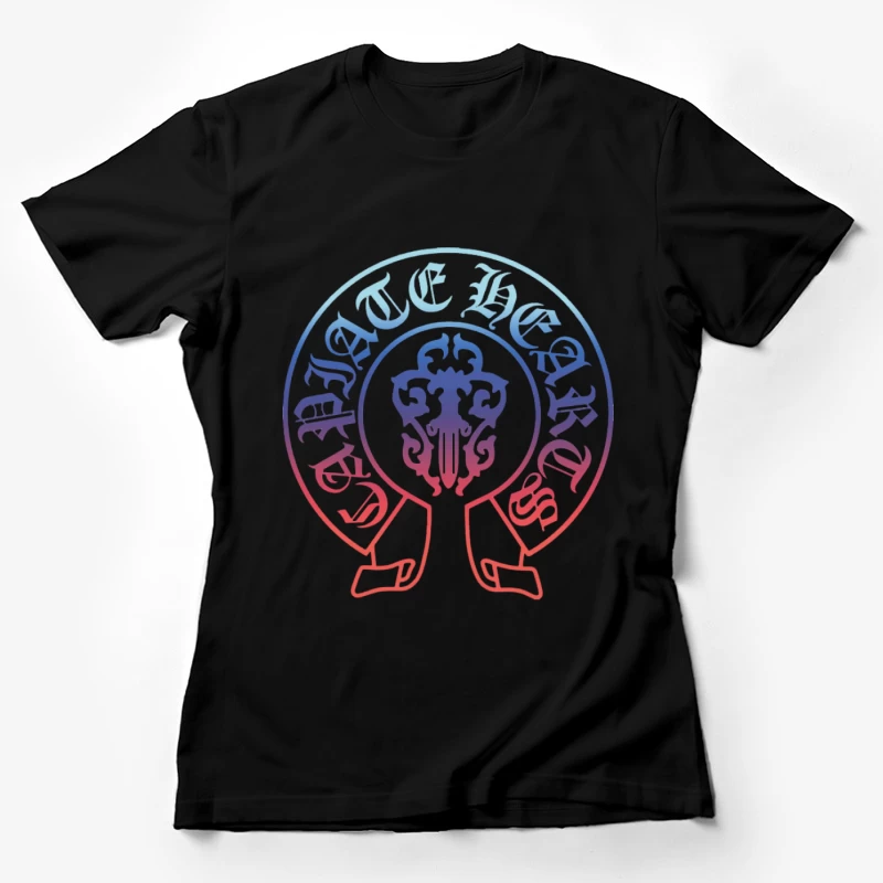Farbverlauf Herz-Design Damen T-Shirt