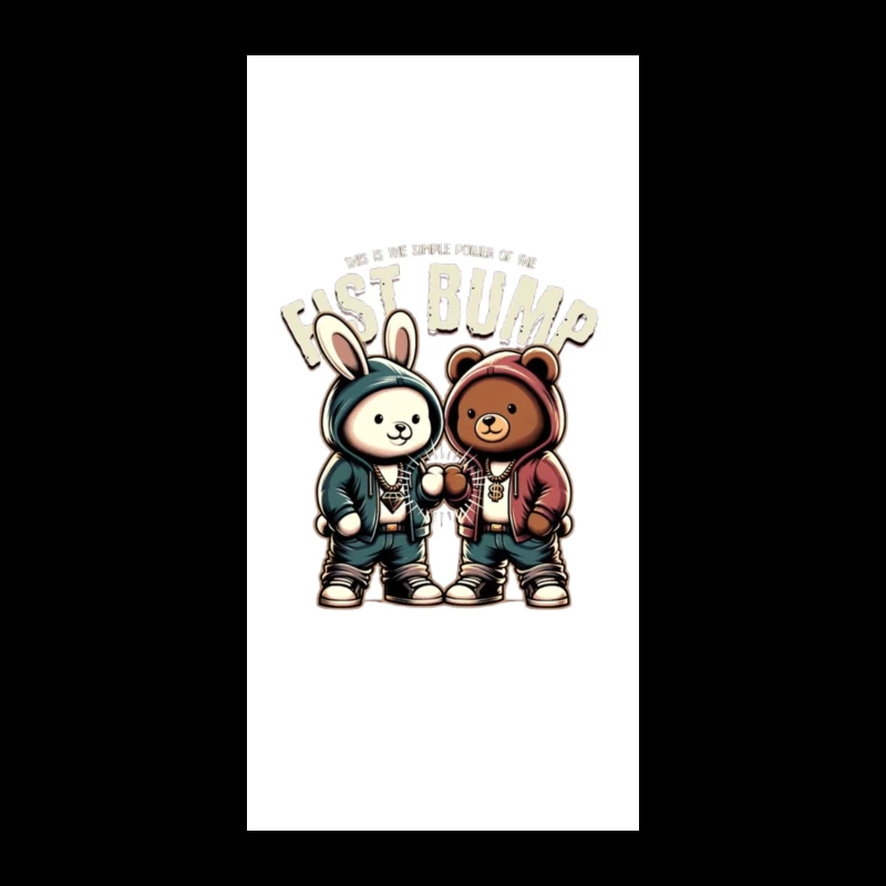 Cartoon Bunny and Bear Friends in Hip Hop Streetwear Sharing a Fist Bump iPhone Case