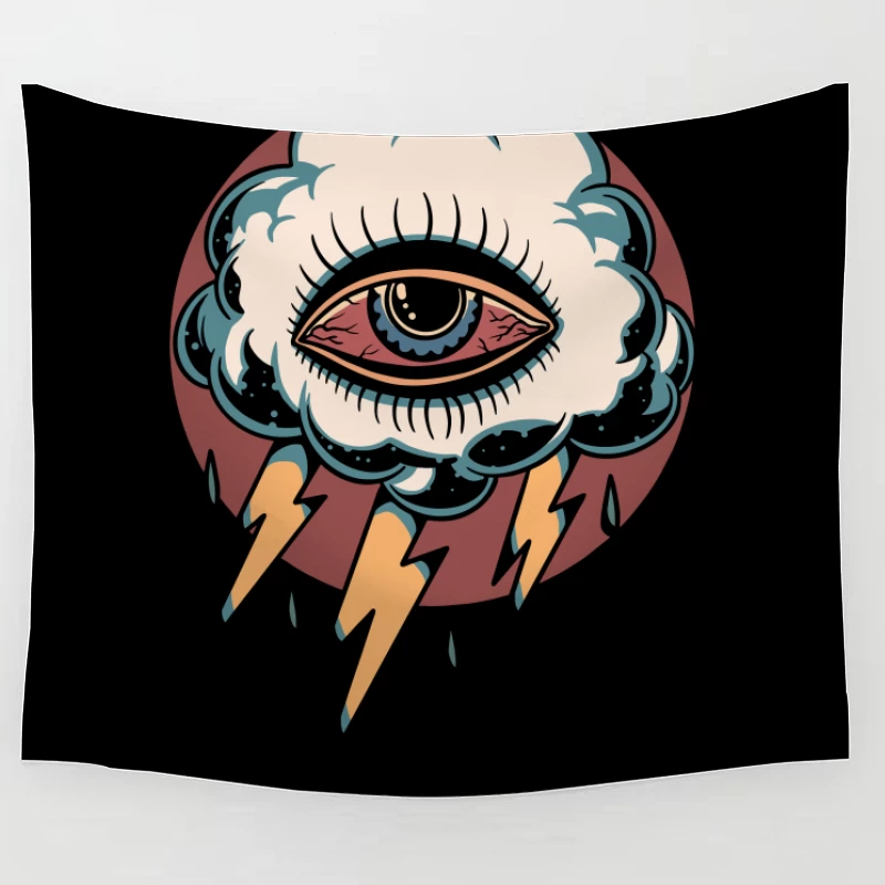 Surreal Eye in a Cloud with Lightning Tapestry