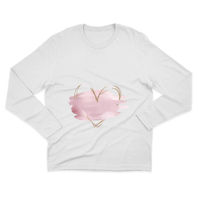 Aquarell Herz Design Herren Langarm T-Shirt
