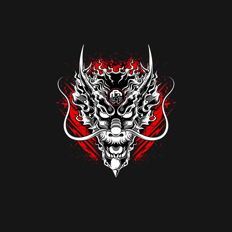 Drachenmaske mit Flammenkunst Damen Langarm T-Shirt