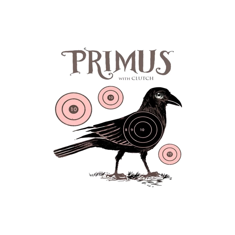 Vintage-Style Primus Concert Poster with Crow and Target Designs Mouse Pad