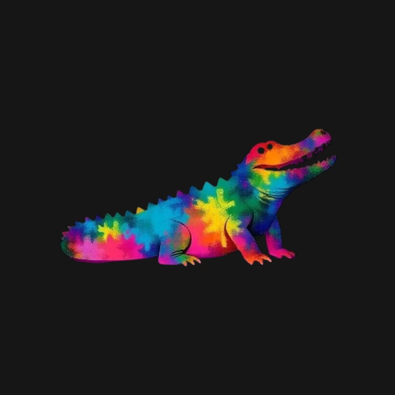 Rainbow Tie-Dye Alligator Illustration Mouse Pad