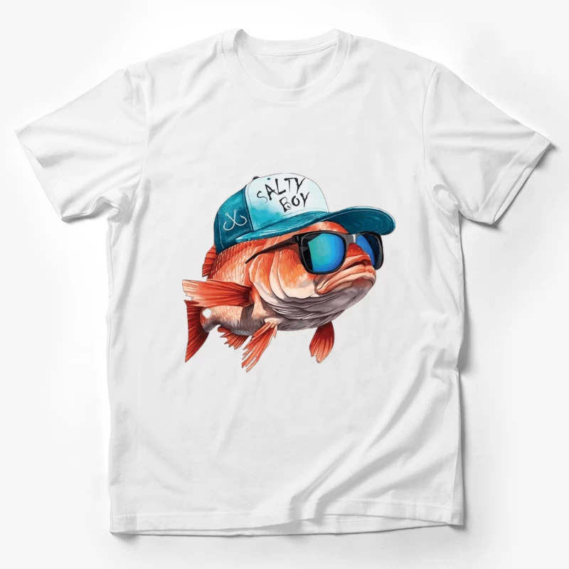 Lustiger Fisch mit Sonnenbrille und Kappe Herren T-Shirt