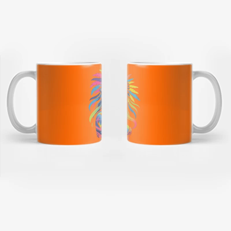 Colorful Tribal Portrait with Headdress Coffee Mug