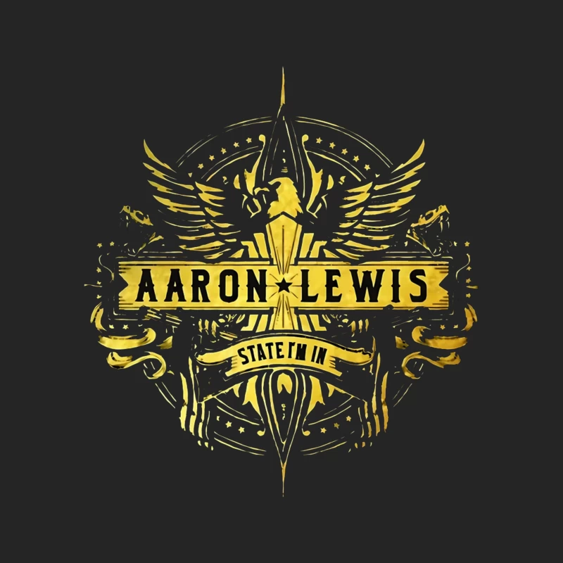 Aaron Lewis State I'm In - Golden Wings Logo Design Male Pullover Sweatshirt