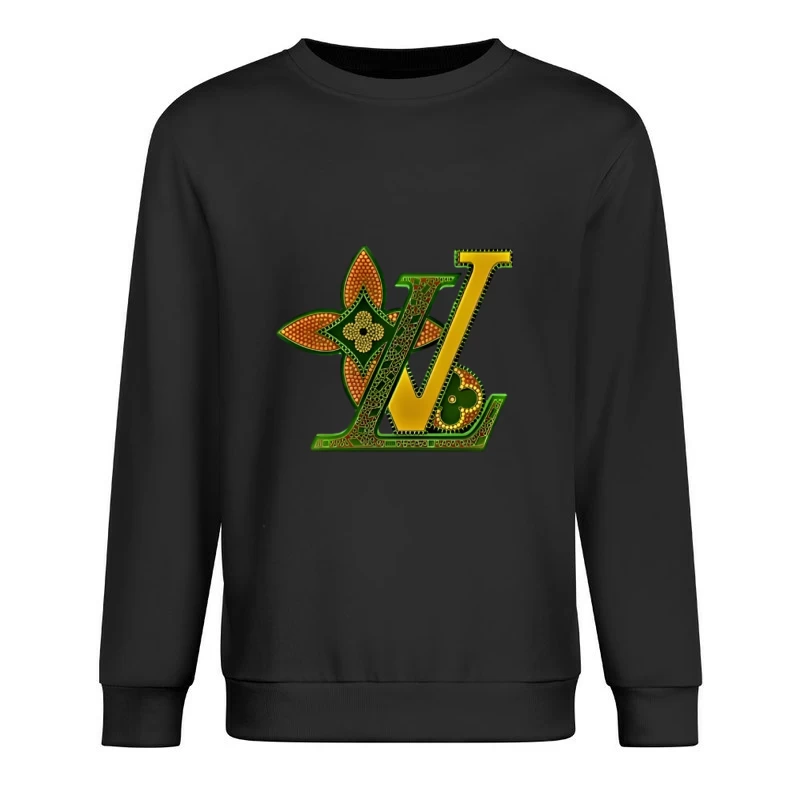 Luxus-Logo-Design in goldenen und grünen Tönen Herren Pullover Sweatshirt