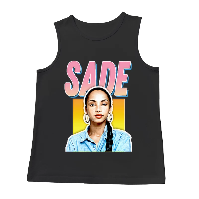 Stylized Pop Art Portrait with Pink "SADE" Text Male Tank Top